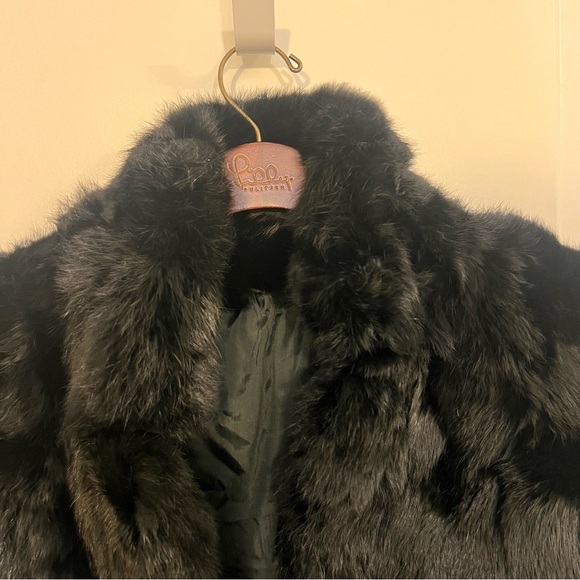 Vintage Black Rabbit Fur Coat | Size Large - Picture 5 of 9